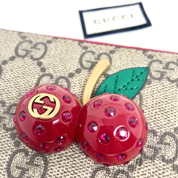NWT Gucci Women’s Canvas GG Logo Wallet w/ Cherry - Picture 8 of 8